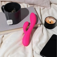 Tamamen su geçirmez silikon tavşan masaj stimülasyon yapay penis vibratör çift lezbiyen tasarım seks oyuncakları kadınlar için