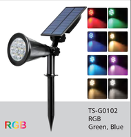 Projecteurs solaires à batterie Li-ion de bonne qualité, capteur de lumière, intensité réglable, certifiés FCC CE ROHS, étanches IP65, lampes de jardin, garantie 2 ans