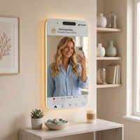 Miroir LED lumineux avec capteur IP44 style Instagram, personnalisable avec nom, lumière selfie, pour villa, livraison directe mondiale