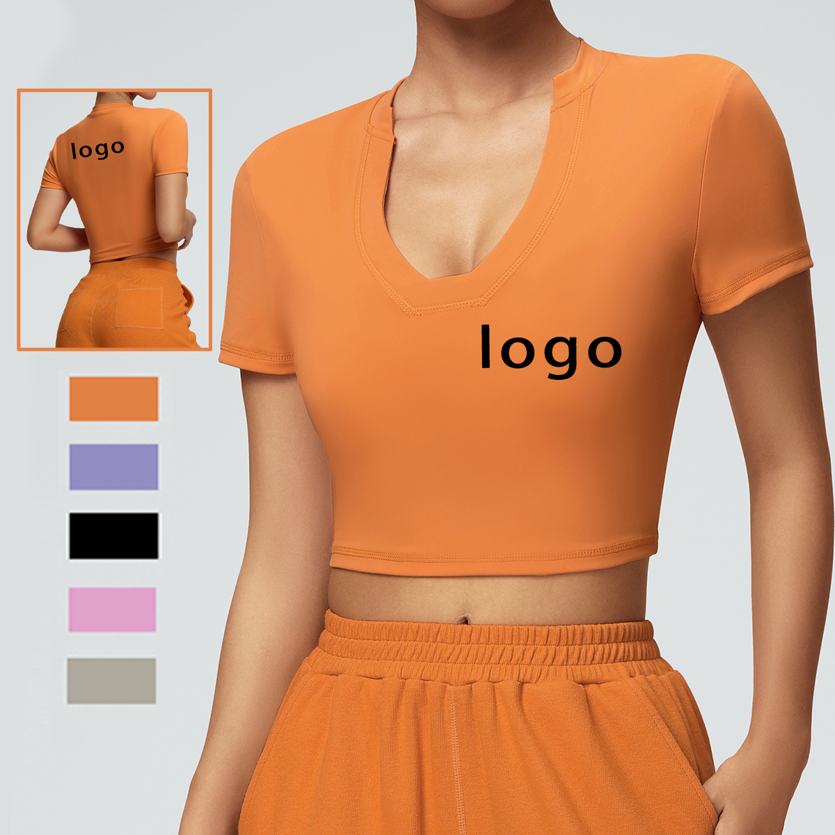Women's Yoga Top Tight-Fitting Breathable V-Neck Short-Sleeved Fitness Running Sports T-Shirt Lightweight Running Top