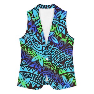 Chaleco sin mangas informal con estampado tribal polinesio de Samoa personalizado al por mayor, chaleco con cuello en V, chaqueta para <span class=keywords><strong>mujer</strong></span>, chaleco - Product Image 4