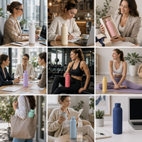 Bouteille d'eau sport thermos en acier inoxydable à double paroi, personnalisée, avec revêtement caoutchouc mat, pour
