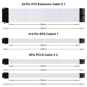 Cable de Extensión de Fuente de Alimentación de 24 Pines 18AWG para Placa Base, Cable de Kit de PSU ATX para GPU de 4+4 Pines - Product Image 4