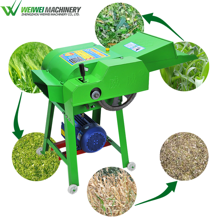 Weiwei Manufacturer 400-1200KG/Hr Feed Processing Animal Hay Crop Straw Cutter Silage Grass Chopper Cutting Machine Farm Use