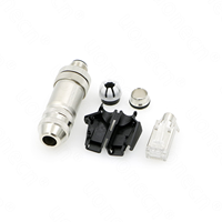Conector RJ45 Macho de 4 Pines con Codificación D, Marca Alvin's Cables, Modelo M12, Blindaje Metálico, Enchufe PG9 para Cable Ethernet, Uso Eléctrico
