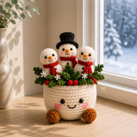 Plante en pot artisanale au crochet, Père Noël souriant, pour cadeau ou décoration de bureau