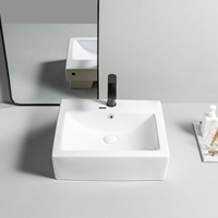 Lavabo de salle de bain rectangulaire en céramique sur mesure semi-encastré pour lavage des mains
