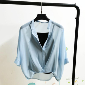 Baju Wanita, Dua Potong, Musim Panas, Blus Kasual Wanita, Leher V Longgar, Lengan Setengah, Kemeja Sifon Macan Tutul, Atasan Garis-garis Ukuran Plus - Product Image 5