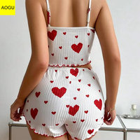 Ensemble pyjama deux pièces en maille respirante pour femme, avec taille élastique, imprimé rayures, style camisole douce, haute qualité sur mesure