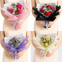 Bouquet de fleurs de carnation tricotées, arrangement floral au crochet, fleurs en fil, vente en gros personnalisée pour la fête des mères, décoration intérieure