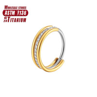 F136 cincin hidung logam campuran Titanium, Perhiasan Tubuh batu zirkon diafragma mulus untuk pernikahan Pria Wanita