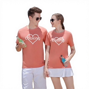Custom O-neck Hubby and Wifey 100% Cotton Silk Screen Printed 180g Unisex Smart Casual T-<b>Shirt</b> for Lovers - Product Image 3