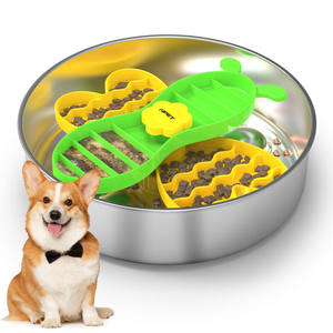 Tazón de Alimentación Lenta de Acero Inoxidable Npet para Perros y Gatos, Tazón para Comida de Mascotas con Diseño Antideslizante, Forma Redondeada, Color Plateado - Product Image 1