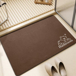Tapis de salle de bain vert rectangulaire absorbant, antidérapant, séchage rapide, design minimaliste pour salle de bain, entrée des toilettes - Product Image 3