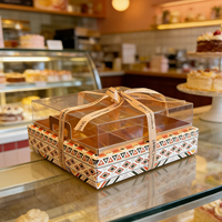 Boîte à gâteau jetable avec couvercle transparent en PET, boîte d'emballage en papier pour pâtisserie, biscuits, cadeaux
