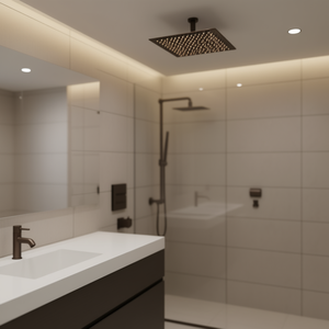 Sistema de Ducha Cuadrado de 12 Pulgadas en Bronce y Goma, Montado en la Pared, Modelo D0100H7W1W2 - Product Image 2