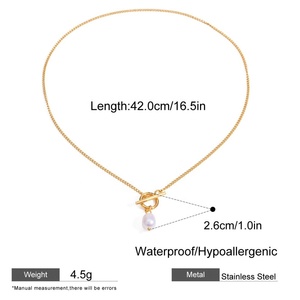 Joyería Personalizada de Lujo, Collares de Acero Inoxidable, Cadena de Perlas Naturales de Agua Dulce, Collares Impermeables para Mujer - Product Image 6