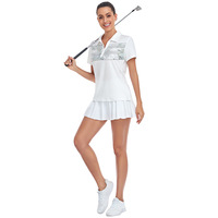 Fournisseur de vêtements, polos pour femmes en polyester blanc, coupe ajustée, séchage rapide, impression de logo personnalisée avec vos étiquettes