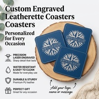 Sous-verres vierges en cuir PU personnalisables pour gravure laser, ensemble de sous-verres gravables au laser pour mariages et fournitures de bar