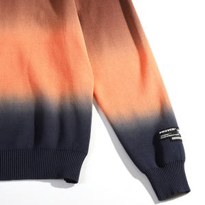 Suéter de diseñador para hombre con logotipo personalizado, jersey de cuello redondo teñido con lazo degradado con manga larga, top de punto de algodón de invierno - Product Image 4