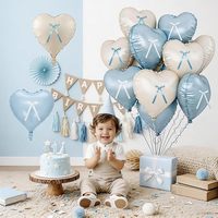 Ensemble de ballons en aluminium en forme de cœur bleu, blanc crème et noir, 18 pouces, à l'hélium, finition mate, pour décoration de fête de naissance, anniversaire ou fiançailles