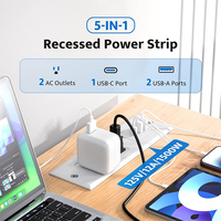 Multiprise encastrable de bureau avec 2 prises CA et 2 ports USB-A, prise de courant dissimulée pour bureaux à domicile