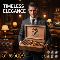 Cave à cigares de luxe en bois Landy, humidor rectangulaire gravé en MDF, emballage haut de gamme, vente en gros, fabricant, fournisseur de boîtes en vrac