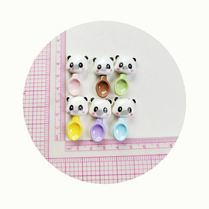 Kawaii มินิแพนด้าช้อนของเล่นเรซิ่นแบนกลับ DIY Hairpin ต่างหูหัตถกรรมสมุดภาพกุทัณฑ์ตกแต่ง Art - Product Image 2