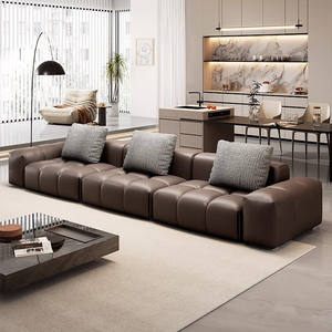 थोक वास्तविक चमड़े के आकार काले सोफे इतालवी 5 सीटर सोफे लिविंग रूम फर्नीचर बिक्री के लिए सेट - Product Image 5