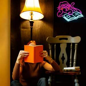 Enseigne néon rose « Chat lisant » pour la décoration de la salle de classe, du café, de la <span class=keywords><strong>librairie</strong></span>, de la salle de lecture - Product Image 5