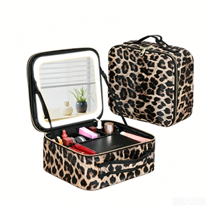 Beauty Case da Viaggio in PU con Cerniera, Impermeabile, Grande Capacità, con Specchio LED, Regalo Ideale per Ragazze - Product Image 1