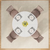 Luxueuse table ronde en bois 47" pour 4-6 pers. Un cadre chaleureux pour vos repas en famille.