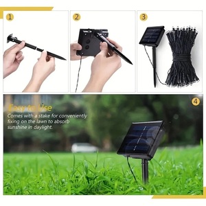 Guirnalda de <span class=keywords><strong>Luces</strong></span> <span class=keywords><strong>Solares</strong></span> Impermeables IP65, 8 Modos de Iluminación, Encendido/Apagado Automático al Anochecer/Amanecer, Cable Negro, Decoración para Árboles de <span class=keywords><strong>Navidad</strong></span> y Jardín - Product Image 5