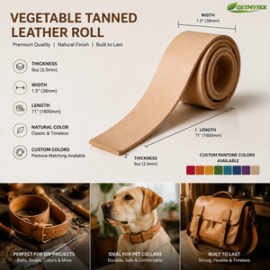 Rollo <span class=keywords><strong>de</strong></span> Tiras <span class=keywords><strong>de</strong></span> <span class=keywords><strong>Cuero</strong></span> Curtido Vegetal DIY, 1.5"x71", 0.138" <span class=keywords><strong>de</strong></span> Grosor (9oz), Color Natural <span class=keywords><strong>para</strong></span> Cinturones, Bolsos y Accesorios <span class=keywords><strong>para</strong></span> Mascotas - Product Image 3