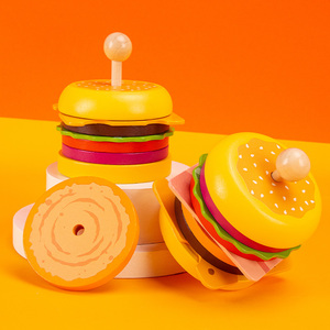 ของเล่นครัวไม้รูปแฮมเบอร์เกอร์สำหรับเด็ก ชุดเกมจับคู่<span class=keywords><strong>อาหาร</strong></span> - Product Image 3