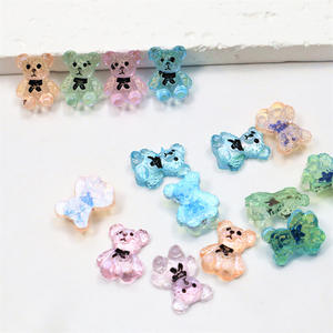 TSZS 20 pièces/sac Breloques d'ongles 3D Kawaii Mignonnes en forme d'ours avec nœud papillon, transparentes couleur <span class=keywords><strong>kaki</strong></span>, accessoires de résine pour nail art DIY - Product Image 4