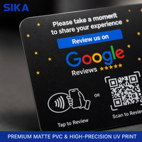 Carte NFC 215 carrée programmable en acrylique durable SIKA, support de table transparent pour avis Google, code QR 13,56 MHz