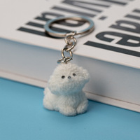 En gros Flocage En Peluche Chien Porte-clés Chiot Mignon Pom Pom Animaux Poupée Résine 3D Porte-clés Sac Charmes De Voiture porte-clés Accessoires