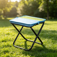 Tabouret de camping carré en aluminium, chaise pliante, siège en tissu Oxford 600D, ultraléger, portable, pour la plage, la pêche, avec sac de transport