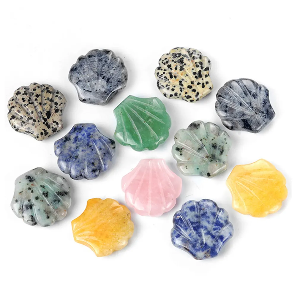 30mm pierre naturelle Larvikite Blue Spot Jasper Shell pierre guérison cristal Shell Figurine pour enfants poche pierre cadeaux