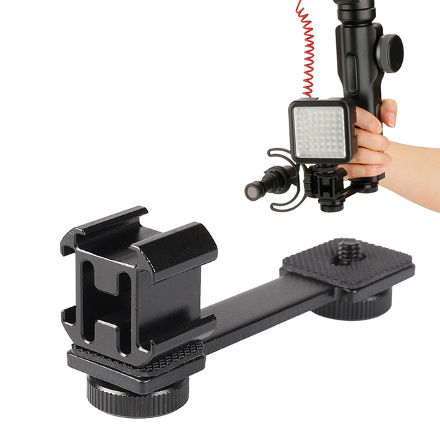 Takenoken Triple Cold Shoe Gimbal Accessories 1/4 Adapter for Stabiliser Mount Microphone & Camera Bracket with Extension Bar
