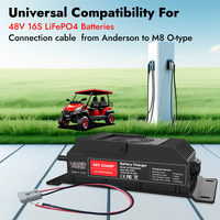 Chargeur de batterie LiFePO4 58,4V 20A, charge rapide intelligente avec connecteur et adaptateur M8, pour véhicule électrique/voiturette de golf