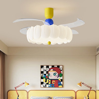 Lampu Kipas Langit-langit LED Krim, Lampu Kipas Tanpa Bilah, Sirkulator Udara Senyap untuk Kamar Tidur Anak-anak, Restoran