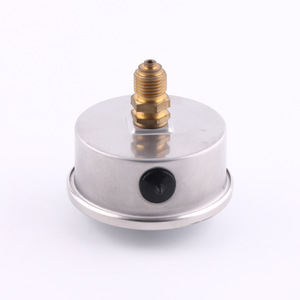 เกจวัดแรงดันแบบมีน้ำมันในตัว ขนาด 40 มม. ตัวเรือนสแตนเลส พร้อมข้อต่อทองแดง ดีไซน์กันกระแทก เข็มสีแดงเตือน - Product Image 1