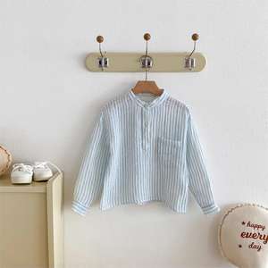 Nouvelle <span class=keywords><strong>chemise</strong></span> décontractée à manches longues rayée pour garçon, collection printemps-automne, vêtements pour bébés et enfants - Product Image 5