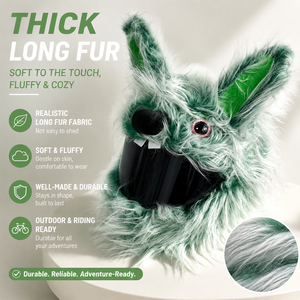 Housse de casque de moto amusante en peluche verte en forme de lapin, housse de casque intégral en peluche, décoration pour casque de moto - Product Image 6