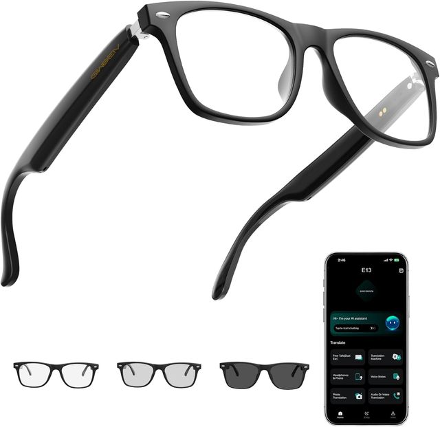 AI Smart Glasses Men Women ChatGPT AI Translation Smart Glasses, 165 Languages Audio Glasses with Photochromic Lens