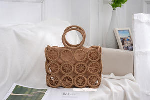 Bohemia estilo Bali Color caramelo hueco tejido playa cesta bolso verano viaje Vintage señora novedad rueda cuadrado embrague - Product Image 6