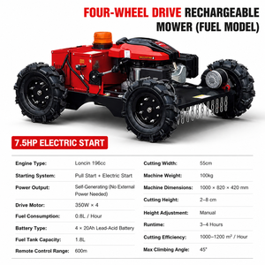 Cortadora de Césped a Gasolina de Alta Resistencia con Control Remoto 4WD, Robot Cortacésped Todoterreno para Trabajos de Desmalezado en Laderas, Viñedos y Granjas - Product Image 4