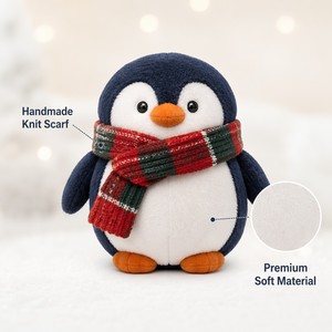 Gewichteter Königspinguin Plüschtier mit gestickten Details, weicher, flach liegender Arktischer Plüsch für Angstlinderung und Winterdekoration - Product Image 4